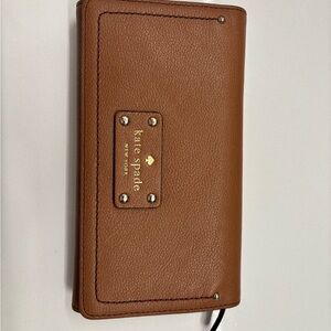 Kate Spade Tan Leather Wallet with Gold Accents